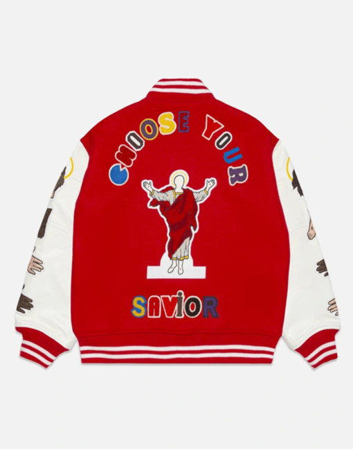Choose Your Savior Varsity Jacket Red - Image 2