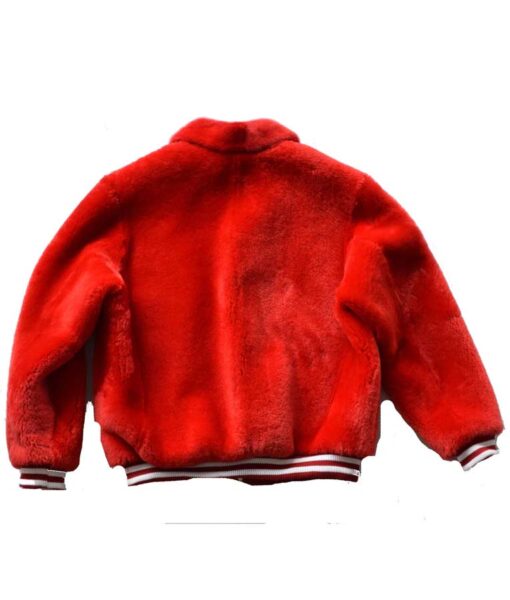 Red Fur Varsity Jacket - Image 2