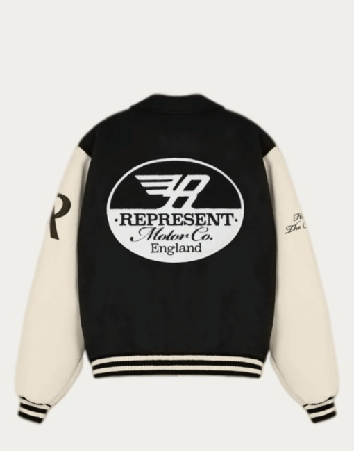 Represent Racing Team Varsity Jacket Black and White - Image 4