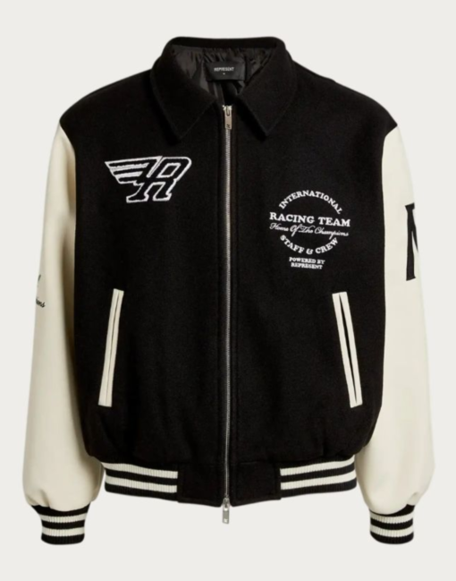 Represent Racing Team Varsity Jacket Black and White