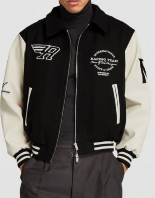 Represent Racing Team Varsity Jacket Black and White - Image 3