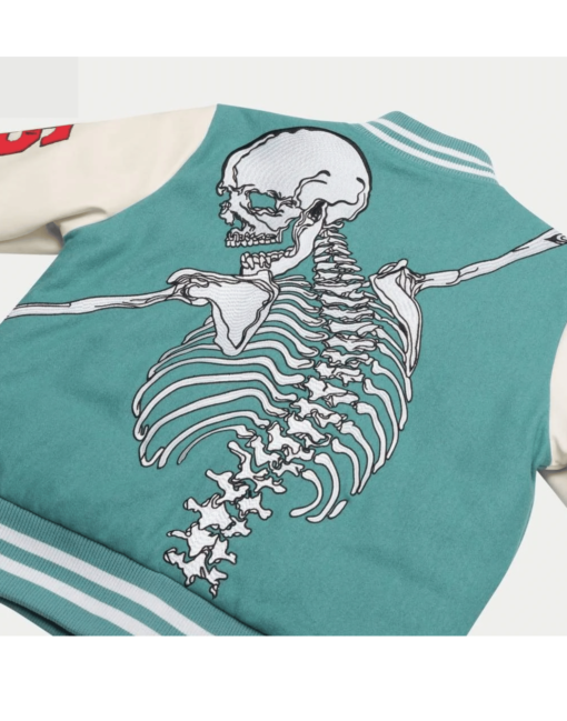 Rod Godspeed Skull Teal Varsity Jacket - Image 4