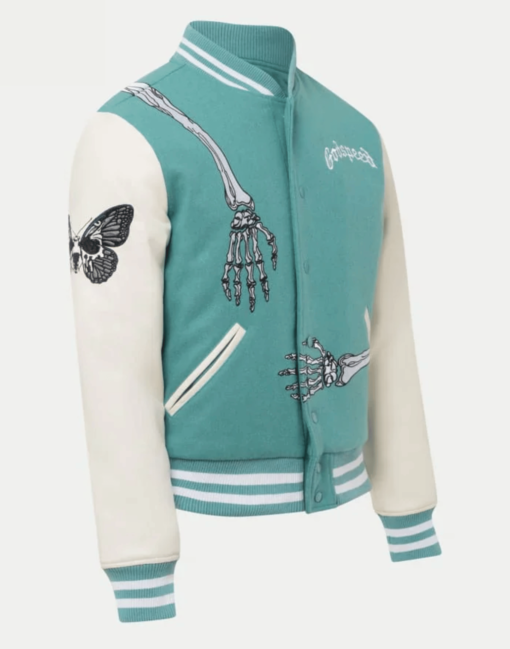 Rod Godspeed Skull Teal Varsity Jacket - Image 3