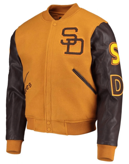 San Diego Padres Orange And Yellow Varsity Jacket - Image 2