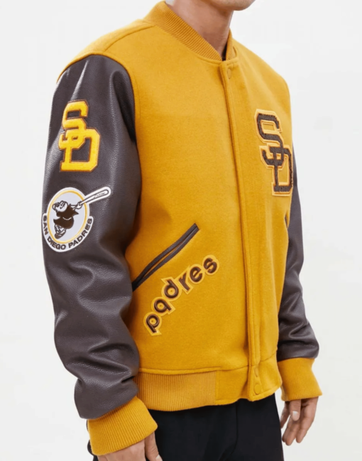 San Diego Padres Orange And Yellow Varsity Jacket - Image 5