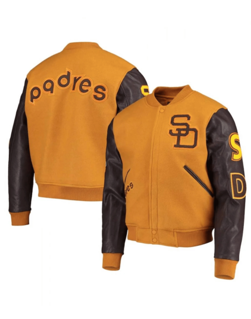 San Diego Padres Orange And Yellow Varsity Jacket - Image 7