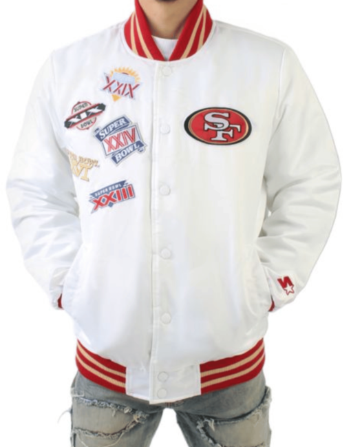 San Francisco White 49er Super Bowl Jacket - Image 4