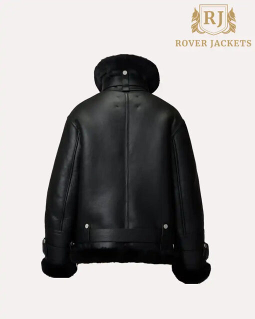 Black Women's Shearling Leather Jacket - B3 RAF Aviator Style - Image 2