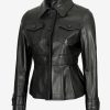 Gladys Women's Black Peplum Leather Jacket