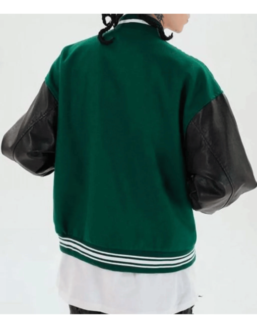 Skeleton Bad To The Bone Patchwork Varsity Jacket - Image 5
