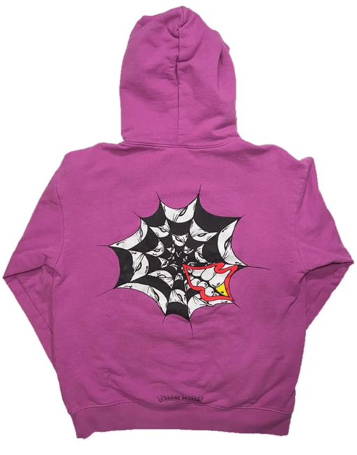 Spider Web Purple Chrome Hearts Hoodie - Image 2