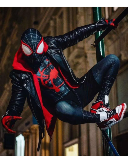 Spider‑Man Miles Morales Biker Hoodie Jacket - Image 5