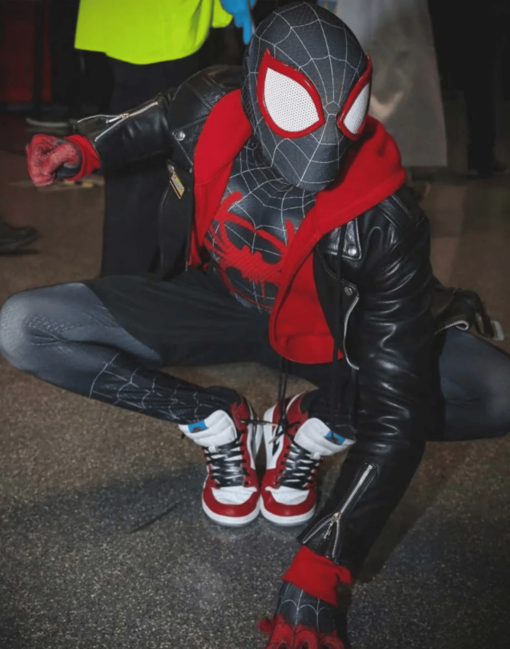 Spider‑Man Miles Morales Biker Hoodie Jacket - Image 4