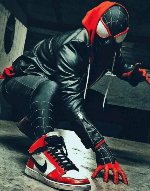 Spider‑Man Miles Morales Biker Hoodie Jacket - Image 2