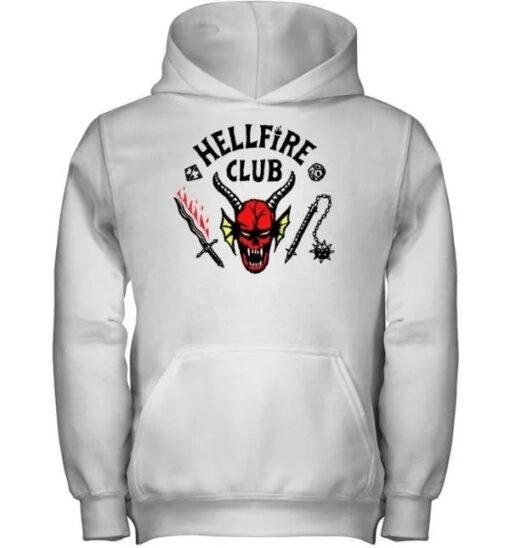 Stranger Things S04 Hellfire Club White Hoodie
