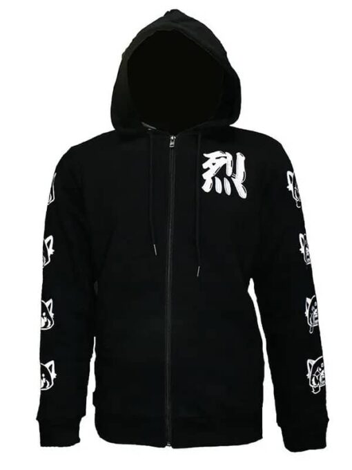 Aggretsuko Sleeve Faces Black Hoodie - Image 2