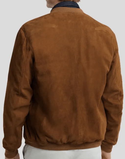 Tan Suede Bomber Jacket Men's | Leather Jacket - Image 2