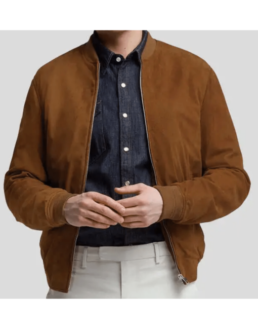 Tan Suede Bomber Jacket Men's | Leather Jacket