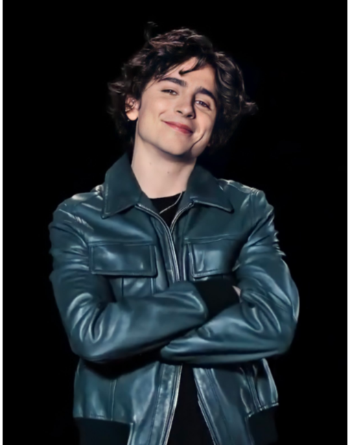 Timothée Chalamet Green Leather Jacket