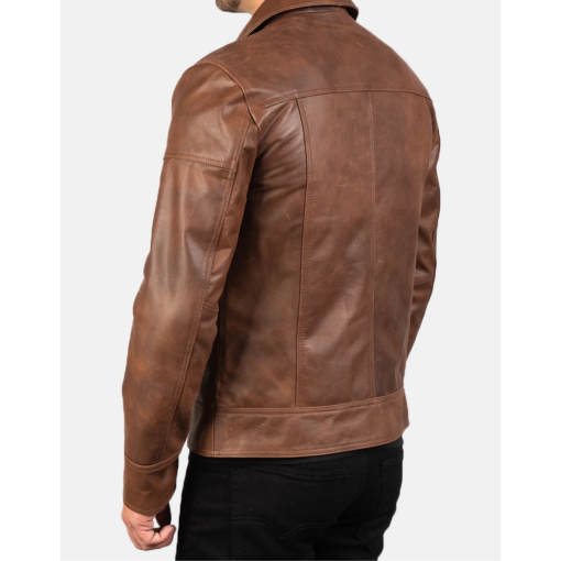 Brown Lavendard Biker Leather Jacket - Image 2