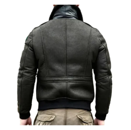 Men's B3 RAF Aviator Bomber Faux Shearling Leather Jacket - Image 2
