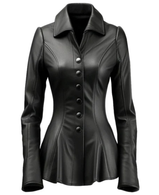 Women's Black Falk Long Leather Trench Coat