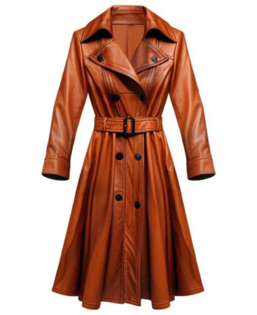 Women's Brown Echelon Long Leather Coat