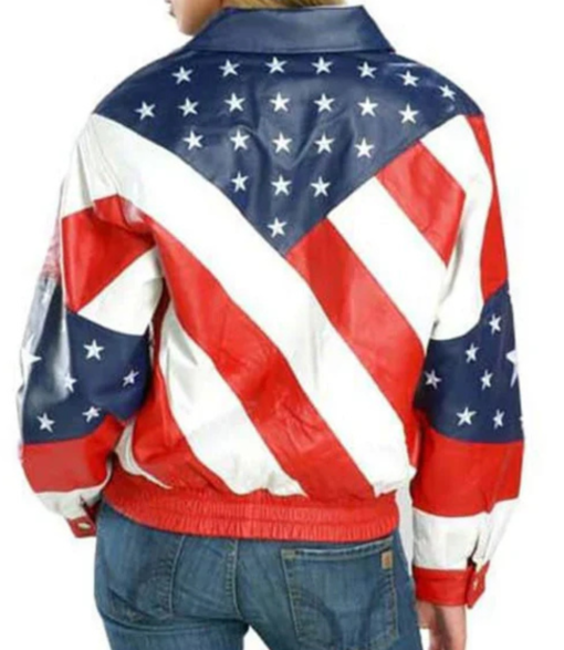 Women's American Flag Leather Jacket - Image 2