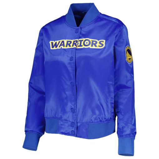 NBA Women's Golden State Warriors Pro Standard Royal Classics Satin Full-Snap Jacket by TJS - Image 3