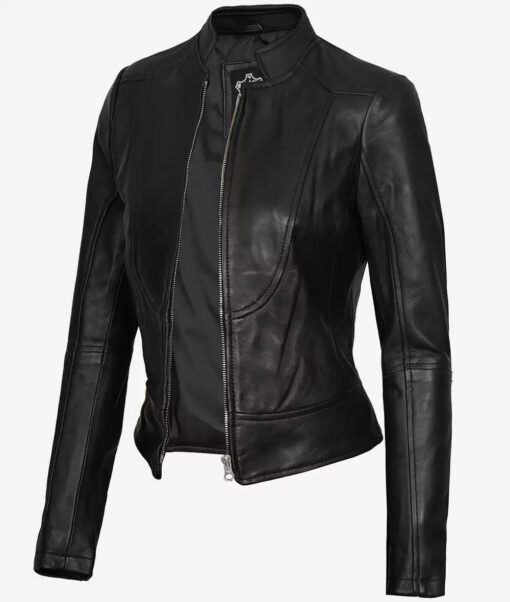 Women's Black Slim Fit Leather Biker Jacket