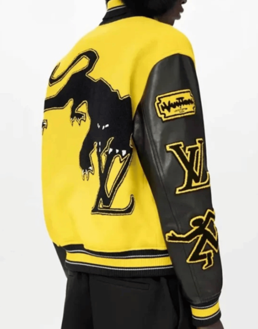 Yellow And Black Louis Vuitton Versity Jacket - Image 2