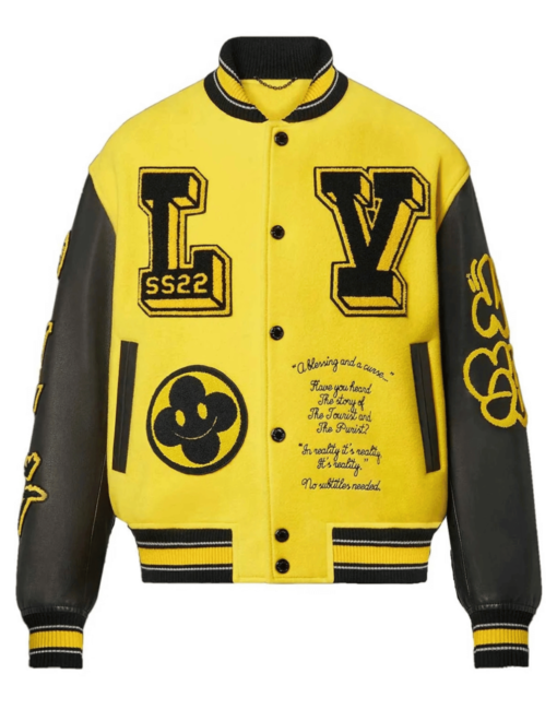 Yellow And Black Louis Vuitton Versity Jacket - Image 3