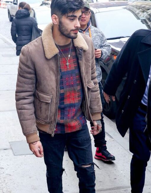 Zayn Malik Bomber Style Faux Fur Jacket - Image 2