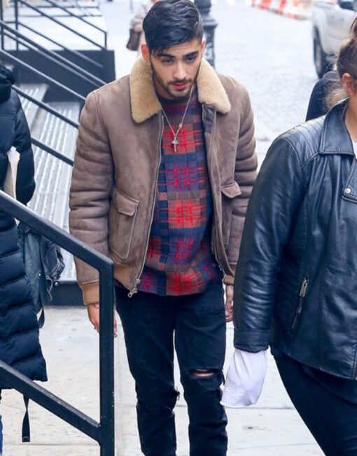 Zayn Malik Bomber Style Faux Fur Jacket - Image 4