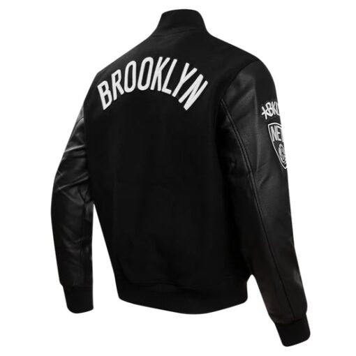 NBA BROOKLYN NETS CLASSIC WOOL WOMEN'S VARSITY JACKET - Image 3