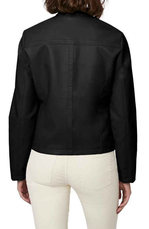 Zip Detail Faux Leather Jacket - Image 4