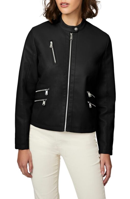 Zip Detail Faux Leather Jacket