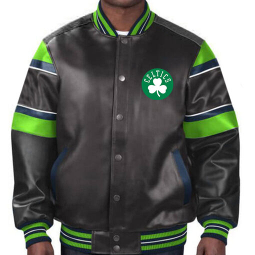 NBA Boston Celtics Leather Jacket For Men and Women - Image 2