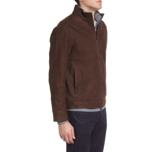 Men’s Nubuck Leather Bomber Jacket - Image 2