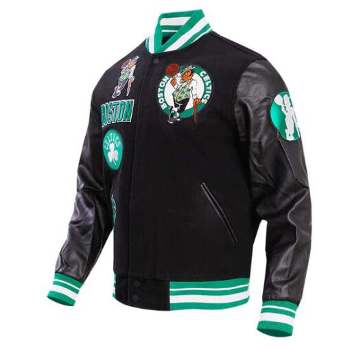 NBA BOSTON CELTICS RETRO CLASSIC MEN'S RIB WOOL VARSITY JACKET - Image 4