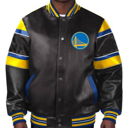 NBA Golden State Warriors Leather Jacket For Men and Women - Image 2