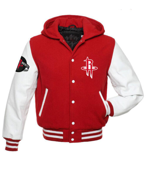Houston Rockets NBA Varsity Red and White Jacket - Image 2