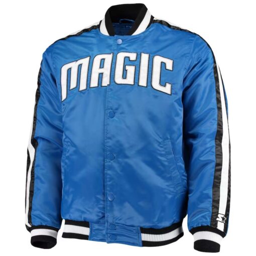 NBA Men's Orlando Magic Starter Blue The Offensive Varsity Satin Full-Snap Jacket by TJS - Image 3