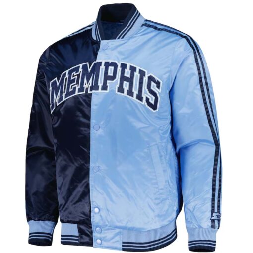 NBA Men's Starter NavyLight Blue Memphis Grizzlies Fast Break Satin Full-Snap Jacket by TJS - Image 3