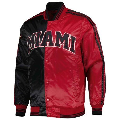 NBA Men's Miami Heat Starter BlackRed Fast Break Satin Full-Snap Jacket by TJS - Image 3