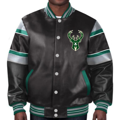 NBA Milwaukee Bucks Leather Jacket For Men and Women - Image 2