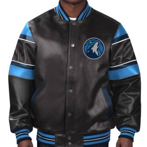 NBA Minnesota Timberwolves Leather Jacket For Men and Women - Image 2