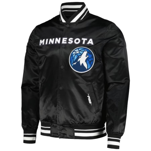 NBA Men's Minnesota Timberwolves Pro Standard Black City Edition Satin Jacket by TJS - Image 3