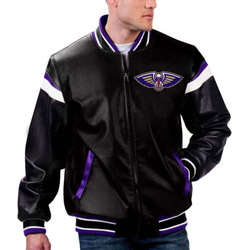 NBA Orleans Pelicans Leather Jacket For Men and Women - Image 2