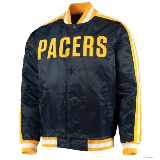 NBA Indiana Pacers Starter The Offensive Varsity Satin Full-Snap Jacket by TJS - Image 3